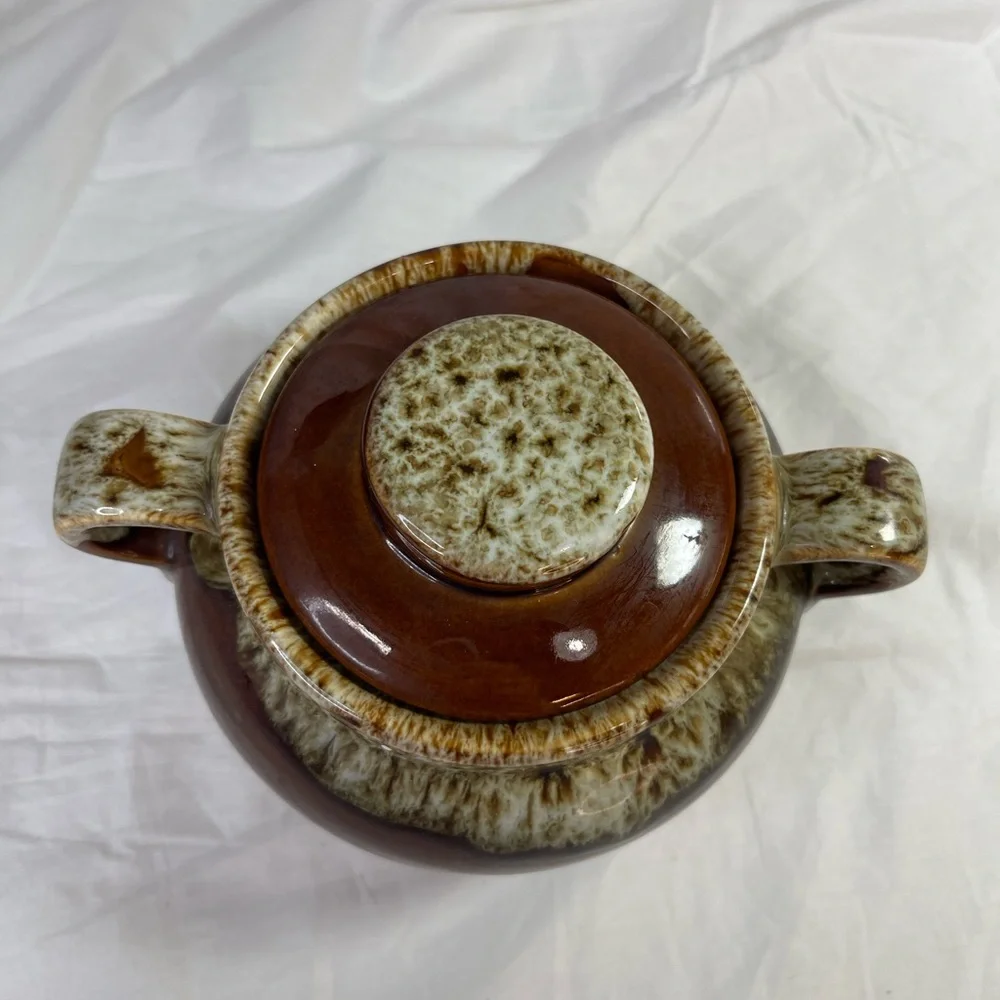 Vintage Brown Drip Bean Pot